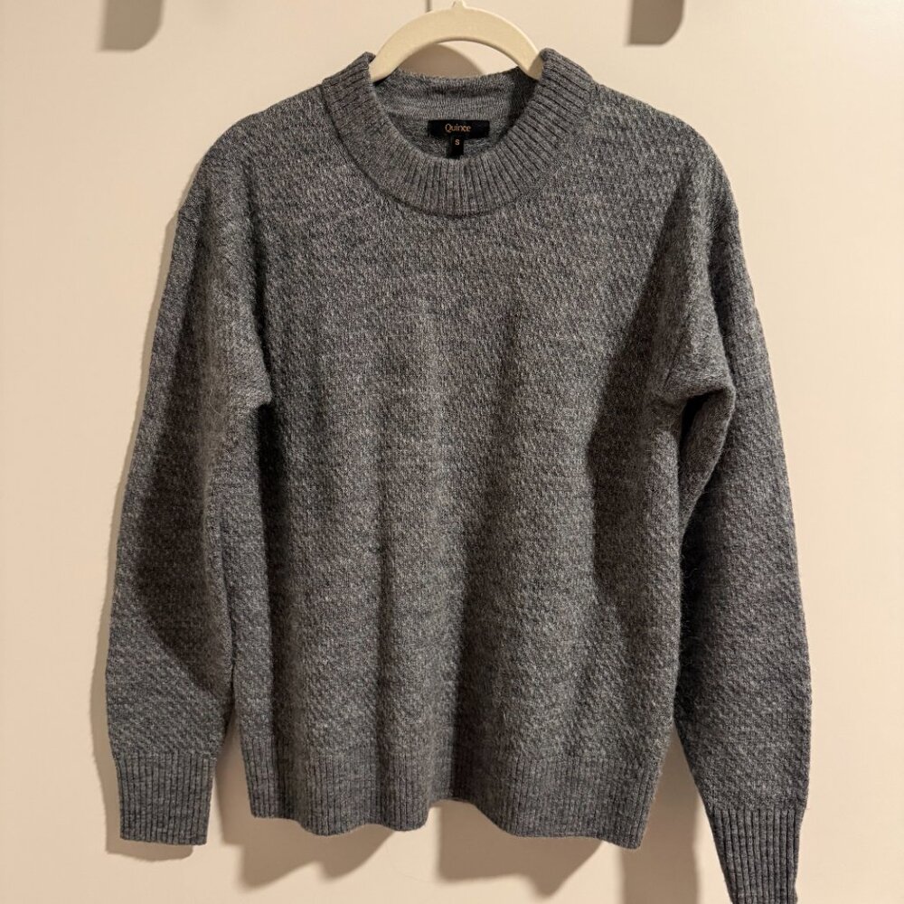 Quince grey textured crewneck